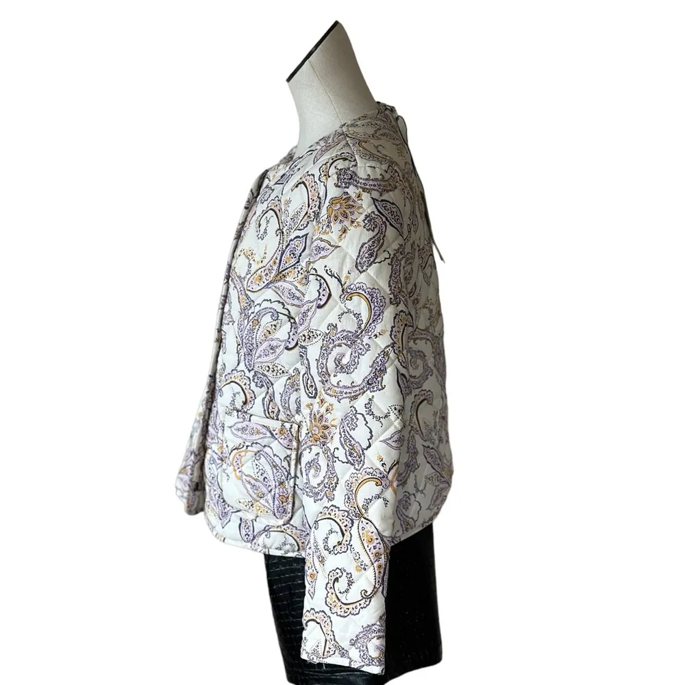 NWT Rachel Zoe  Quilted Crop Zip Paisley Floral Print Jacket Vintage Y2K - Image 4