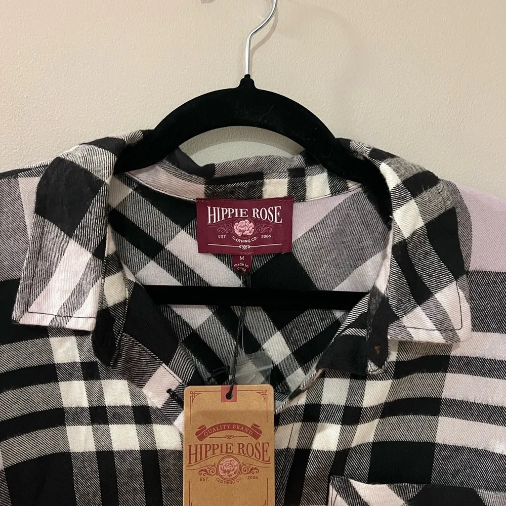 Hippie Rose  Plaid Button Up Top NWT - Image 3