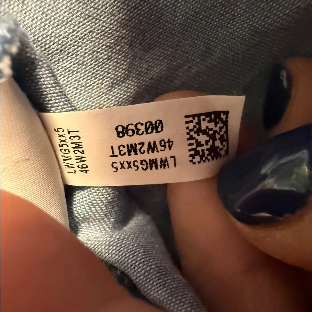 Aerie High Waisted Linen Ruffle Shorts Denim Chambray Size L Pockets - Image 8