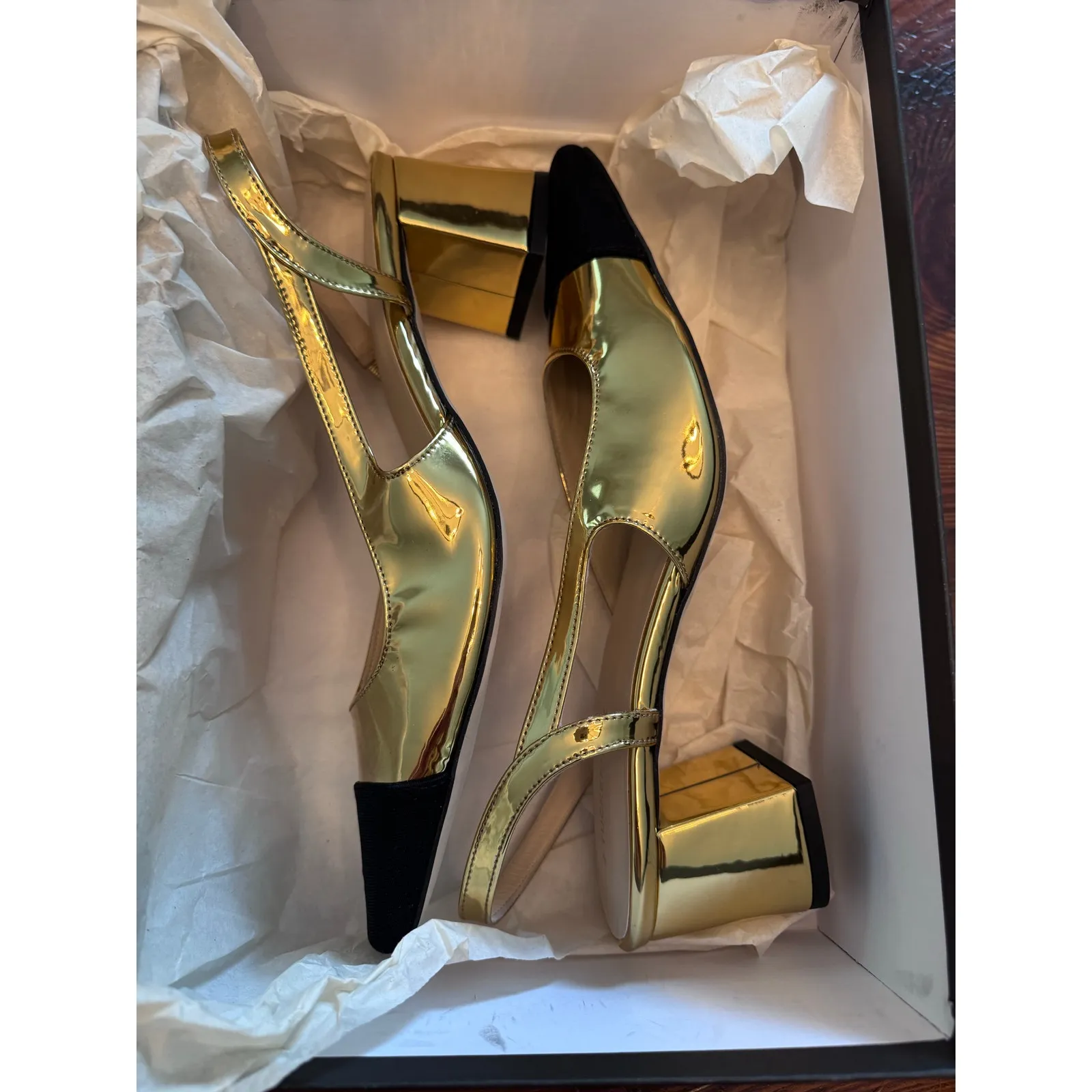 Tuckernuck Gold Tinsley Slingback Heels size 8.5 new in box - Image 7