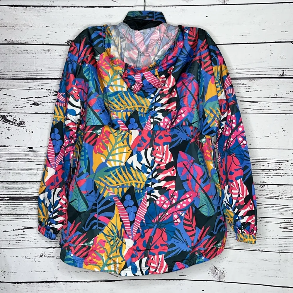 LJ by Lauren James NWT Size L Tropical Print Packable Raincoat Jacket w/ Hood - Image 3