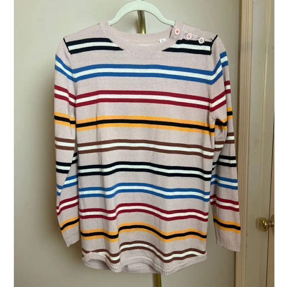 CASHMERE Chinti and Parker Multicolor Striped Sweater Shoulder Buttons Sz. S - Image 2