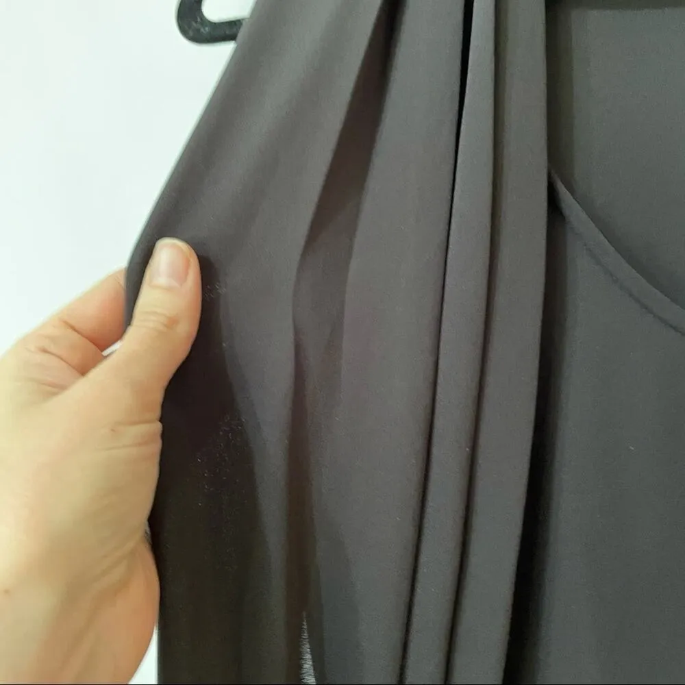 BCBGMAXAZRIA Black Draped Front Tunic Top Womens M Blouse Classy Sleeveless - Image 5