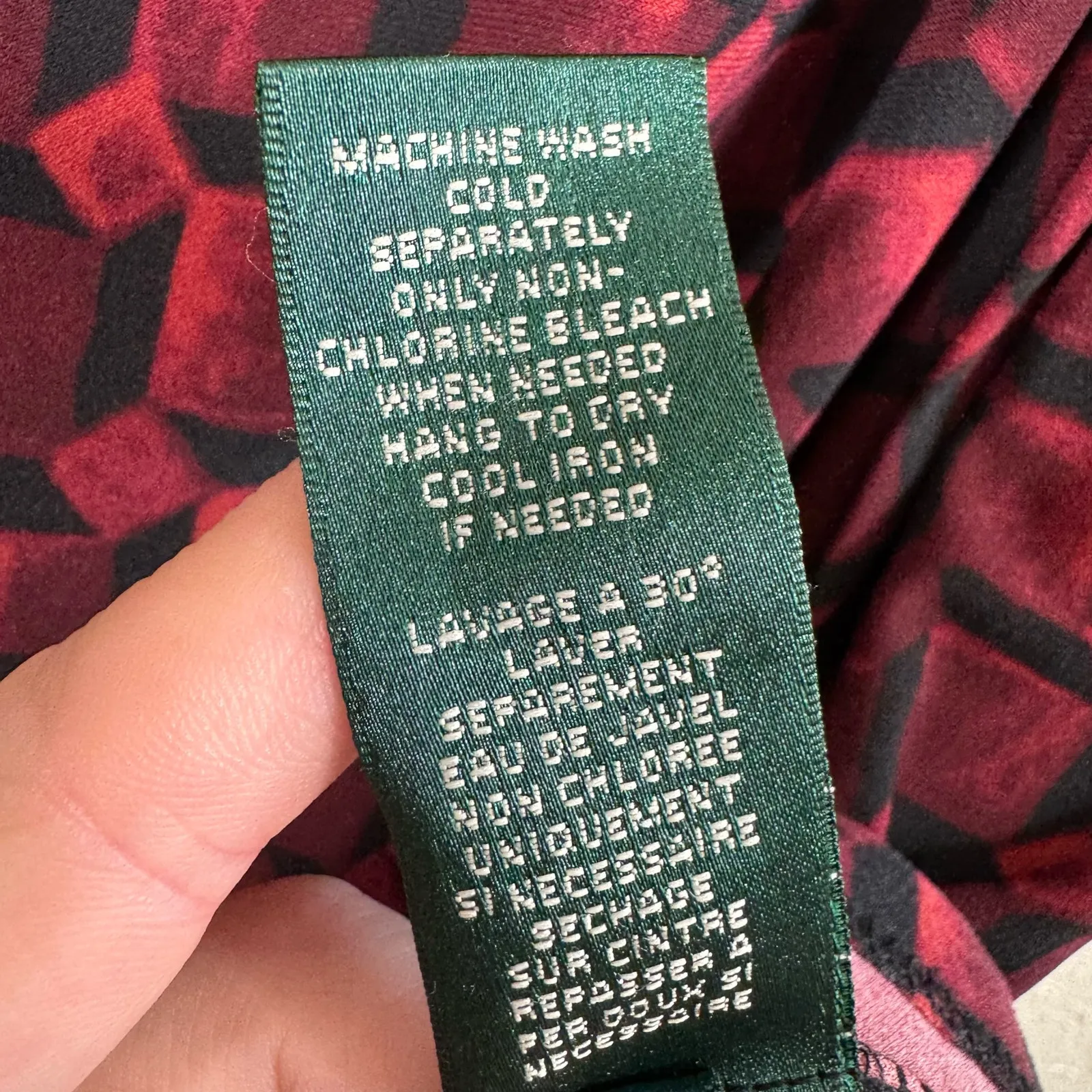 Lauren Ralph Lauren Red Black 3/4 Sleeve Faux Wrap Stretchy Jersey Knit Dress 4 - Image 8