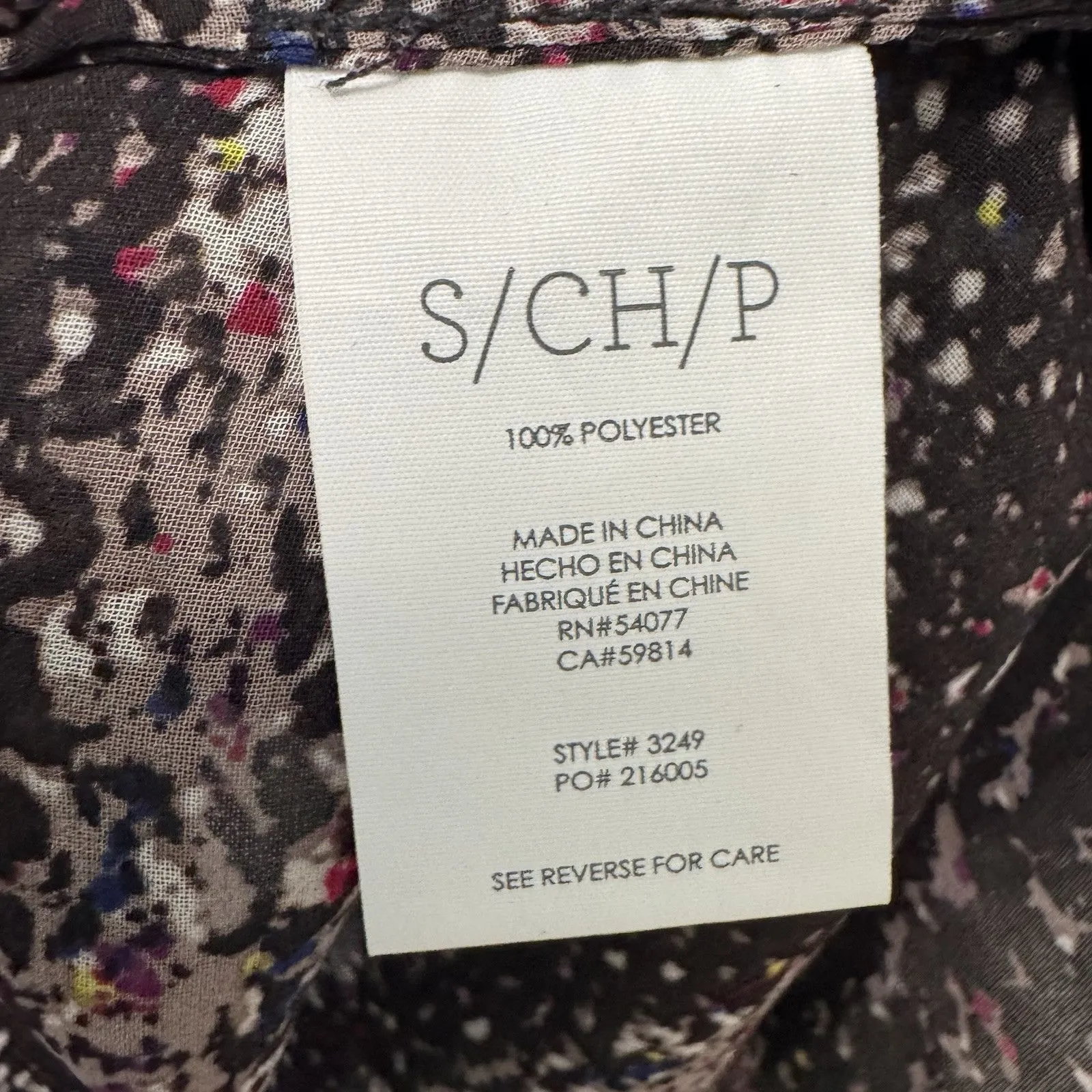 CAbi Paris Black‎ Sheer Print Button Down Blouse Top #3249 Women’s Small - Image 4