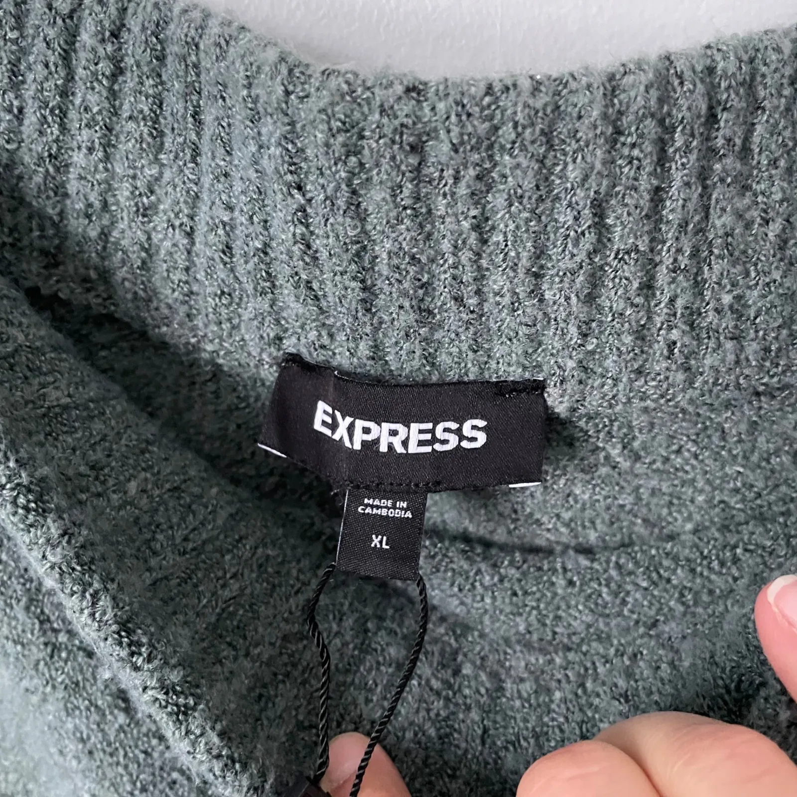 NEW Express Knit Midi Pencil Skirt Muted Blue Green Cozy Soft Size Women's XL - Image 3