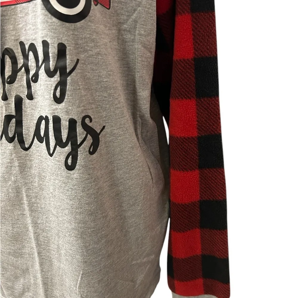 Christmas Red Truck Happy Holidays Plaid Flannel Pajamas Set Women’s Size Large - Image 7