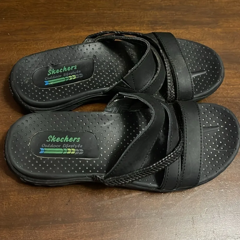 Sketchers Leather Braided Reggae Kingston Comfort Outdoor Slide, Women's Size 6 - Image 2