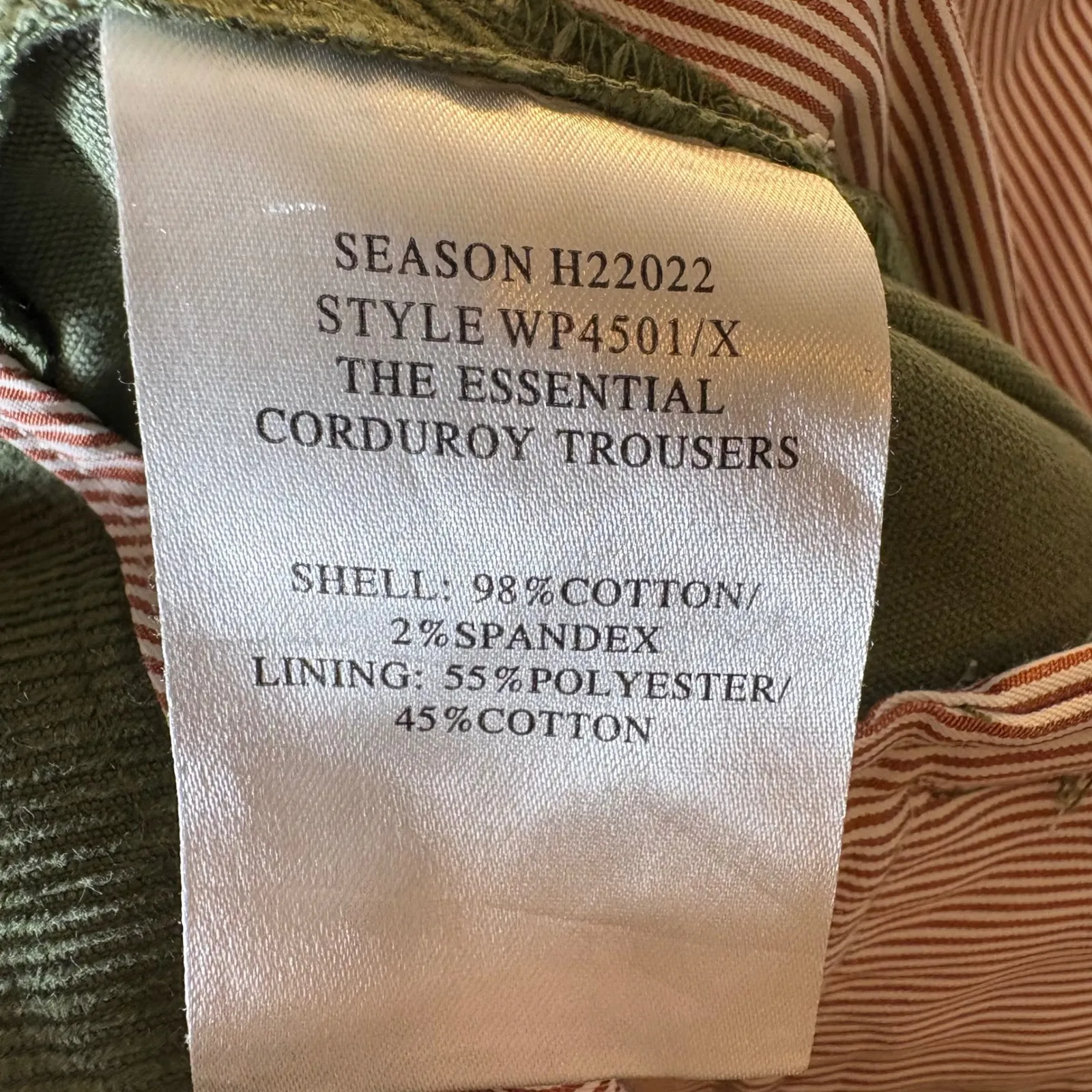 Wildfang The Essential Corduroy Trousers Olive Green Size 10 - Image 7