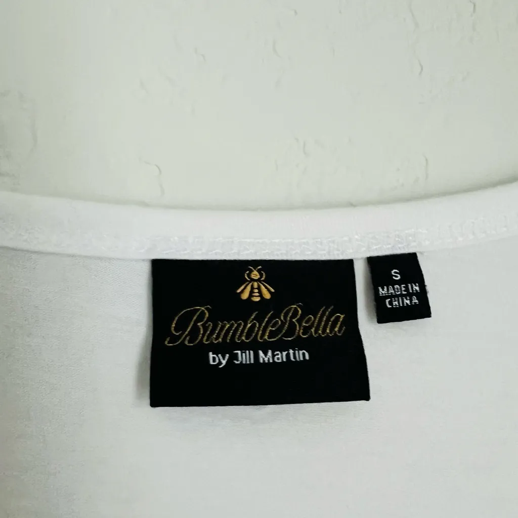 BumbleBella by Jill Martin Women's Long sleeve Rhinestones Shirt Size Small White - Image 3