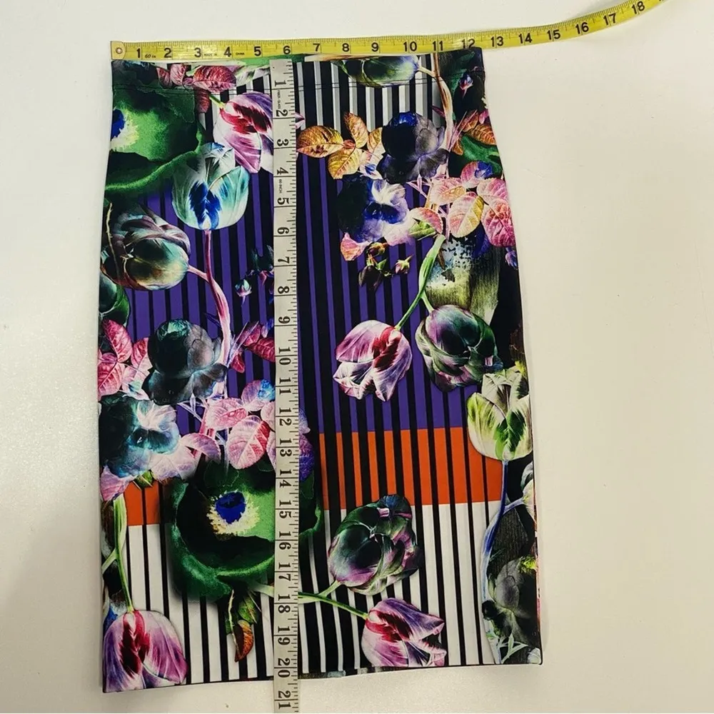 Clover Canyon Night Matador Stripe, Floral Pencil Skirt Black, White XS - Image 6