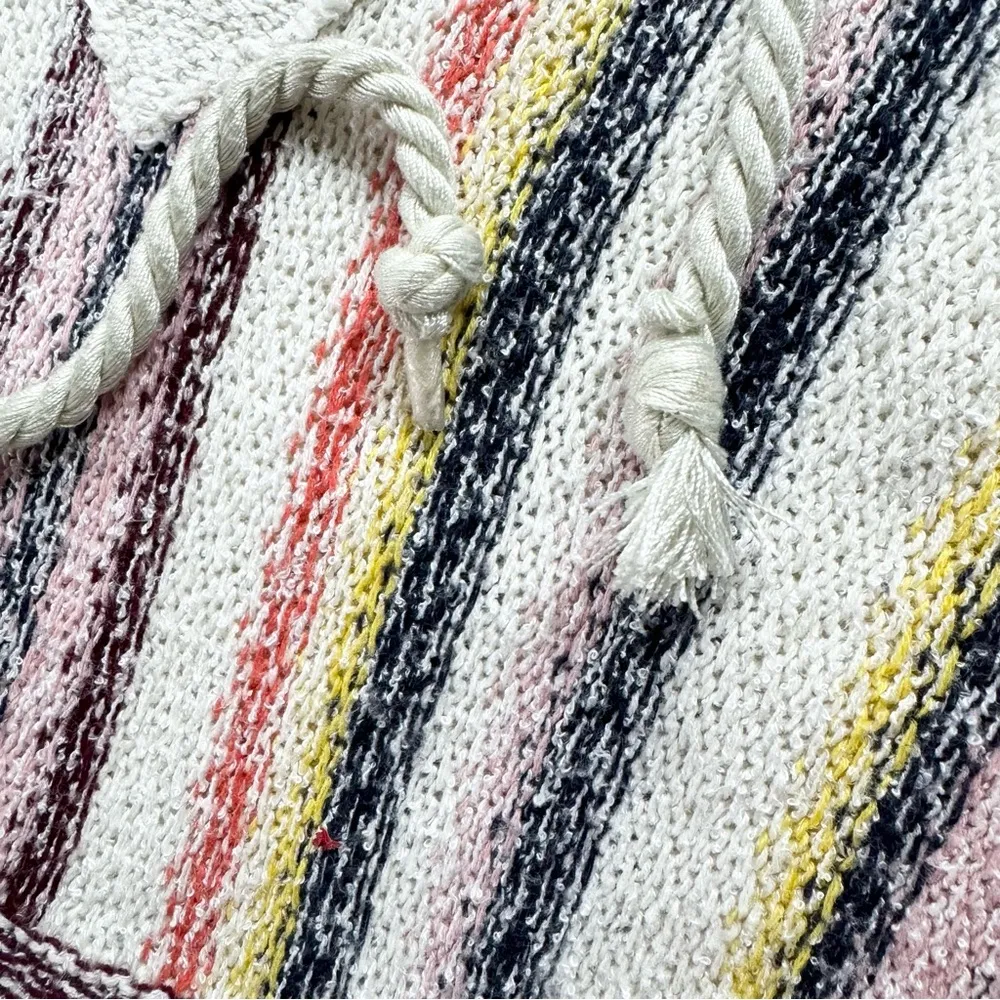 Vintage Havana Baja Hoodie Womens 90s Rainbow Grunge Woven Knit Striped Pullover Pink - Image 8