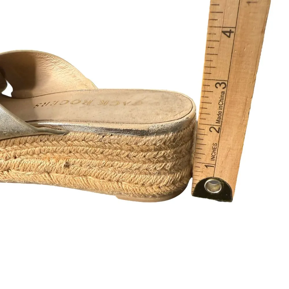 Jack‎ Rogers Slotted Sloane Metallic Gold Sandals Womens 10 Espadrille Slides - Image 3