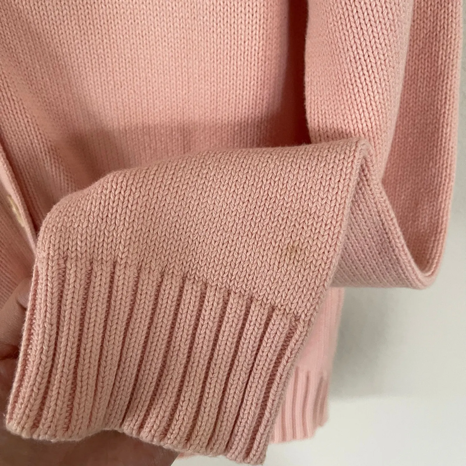 Lauren Ralph Lauren Pink Cotton Knit Cardigan Sweater (M) - Image 6