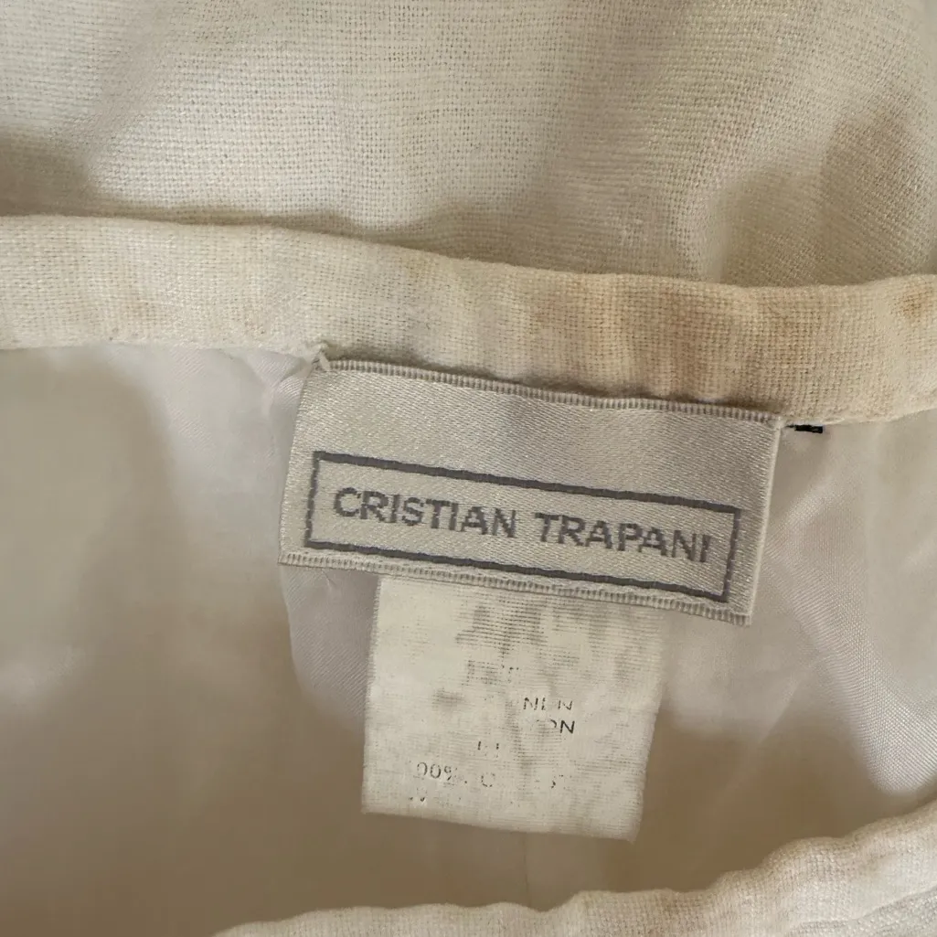 Cristian Trapani White Beaded Embroirdered Capri Pants Size 8 - Image 3