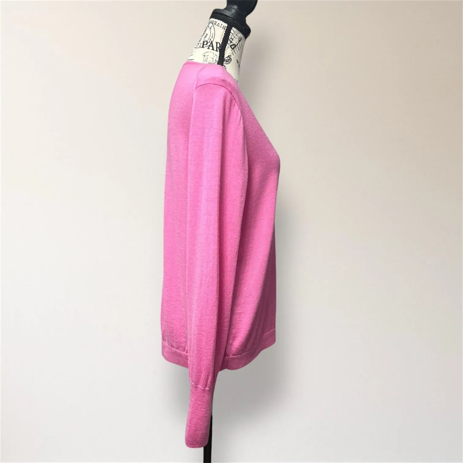 J.Crew Pink Merino Wool Crewneck Long Sleeve Lightweight Pullover Sweater Preppy Size L - Image 2