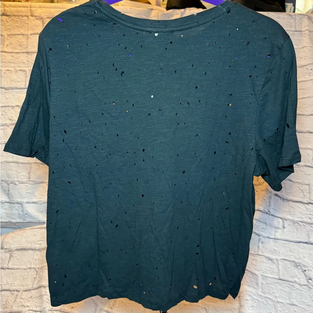 Iris Green/Grey Lace-Up Short Sleeve Top - Image 2