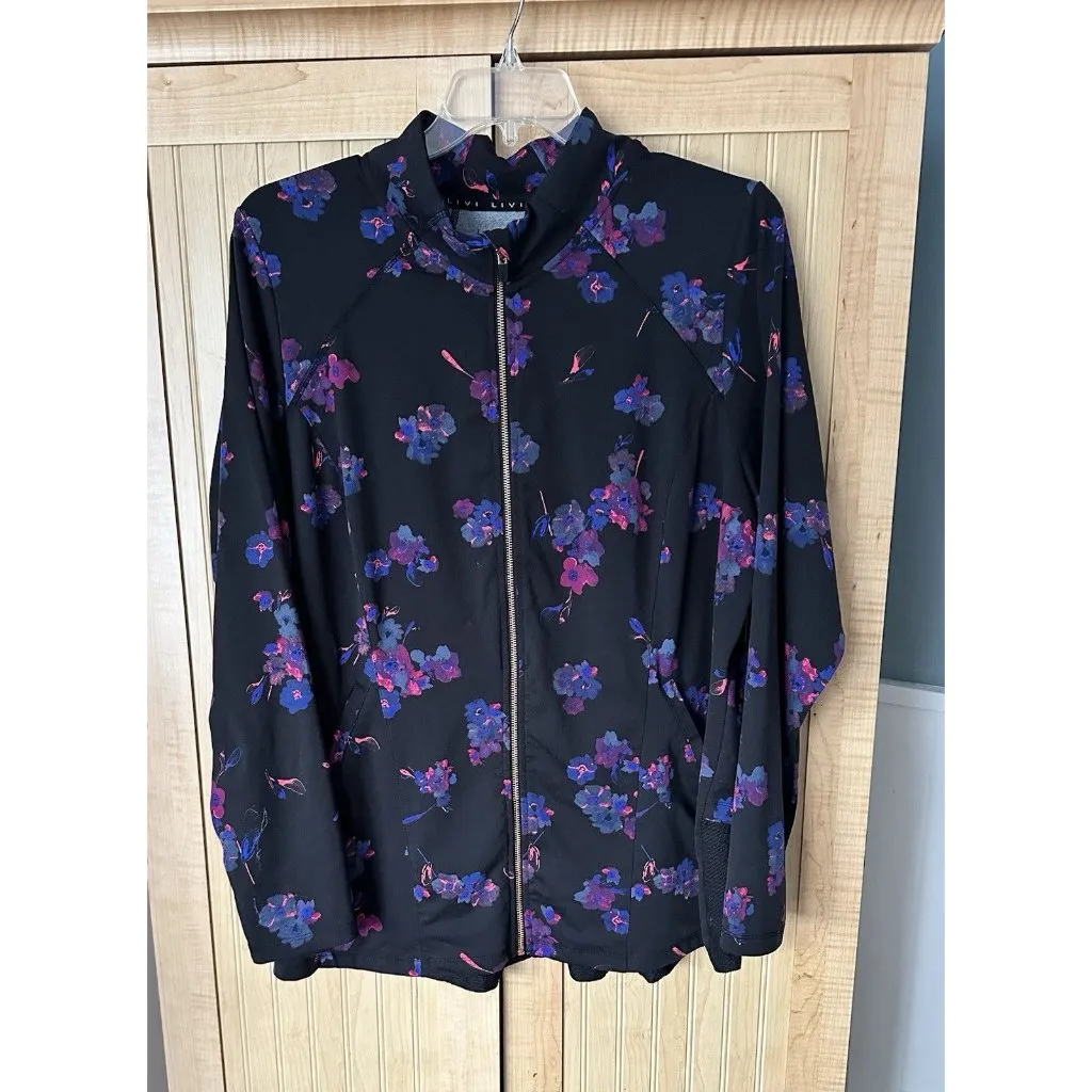 Lane Bryant Livi Active Jacket Womens Plus Size 22/24 Floral Ruffle Layered Hem - Image 5