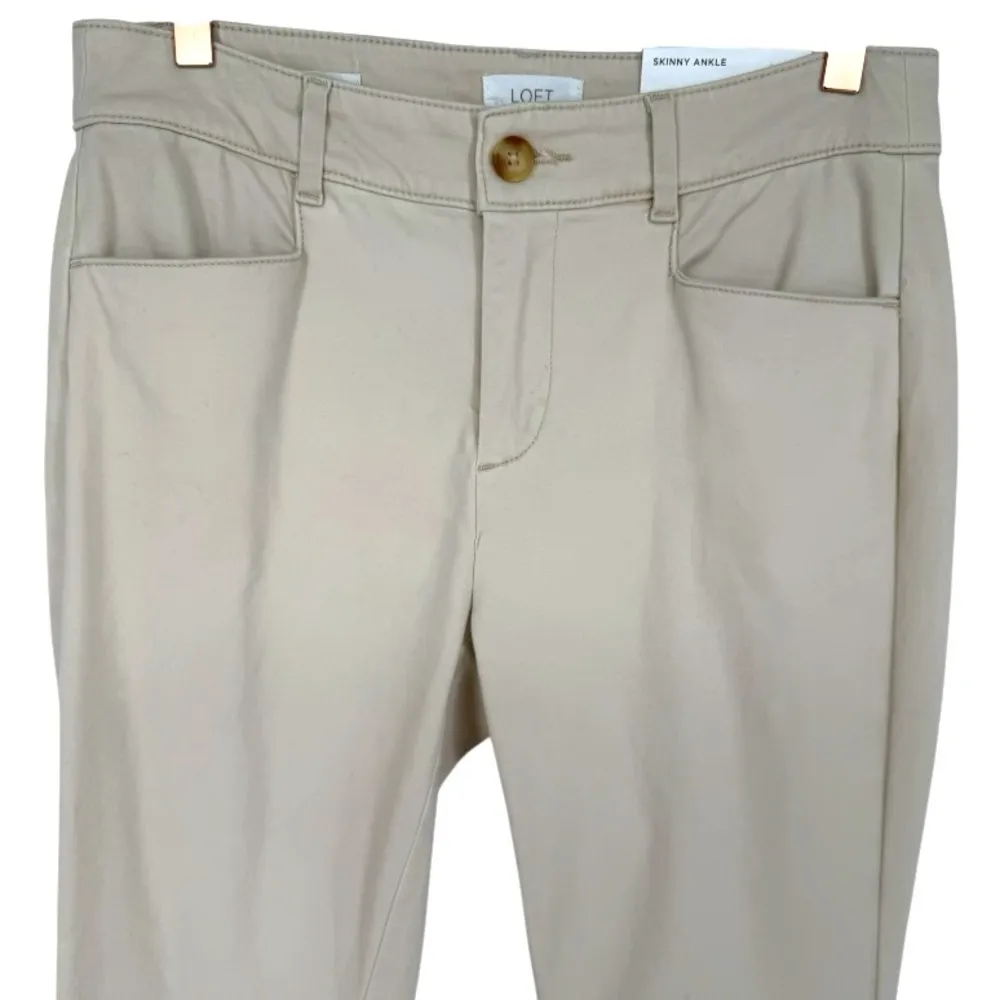 NWT LOFT Women’s 2023 Mid Rise Skinny Ankle Pants Light‎ Khaki Size 4 Preppy - Image 7