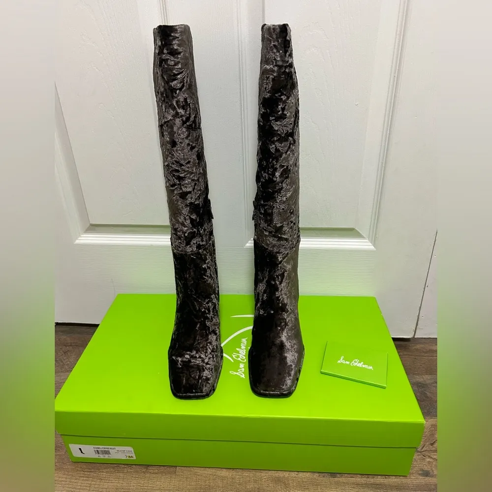 Sam Edelman Crushed Velvet Over the Knee Boots - Black - Image 2