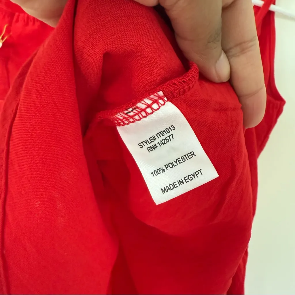 Iris Red Wrap Tie Front Scallop Blouse Camisole Size S NWT - Image 9