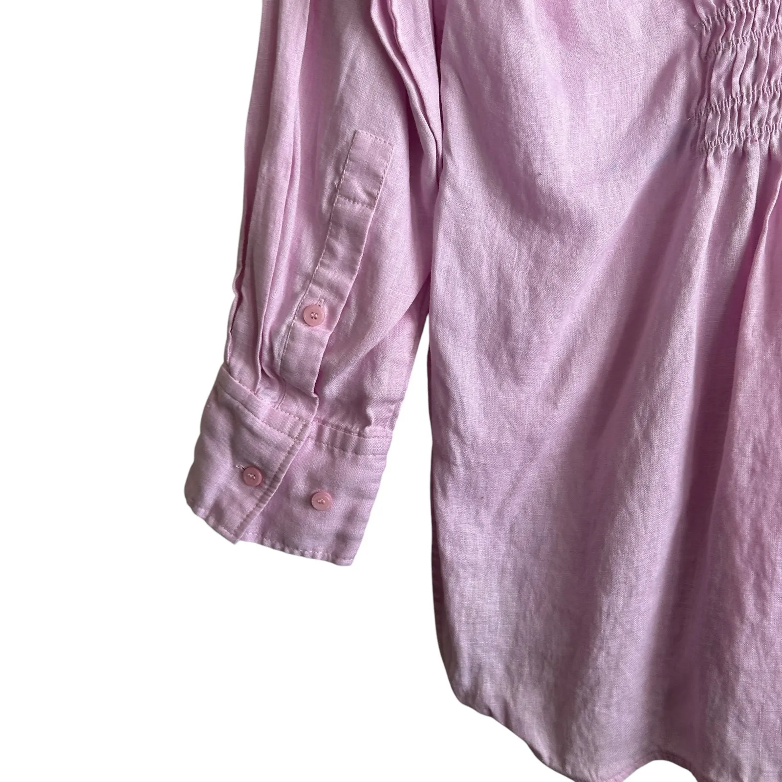 Zara Women Tunic Top M Pink Linen Button‎ Up Preppy Coastal Beachy Cottage Vacay - Image 5