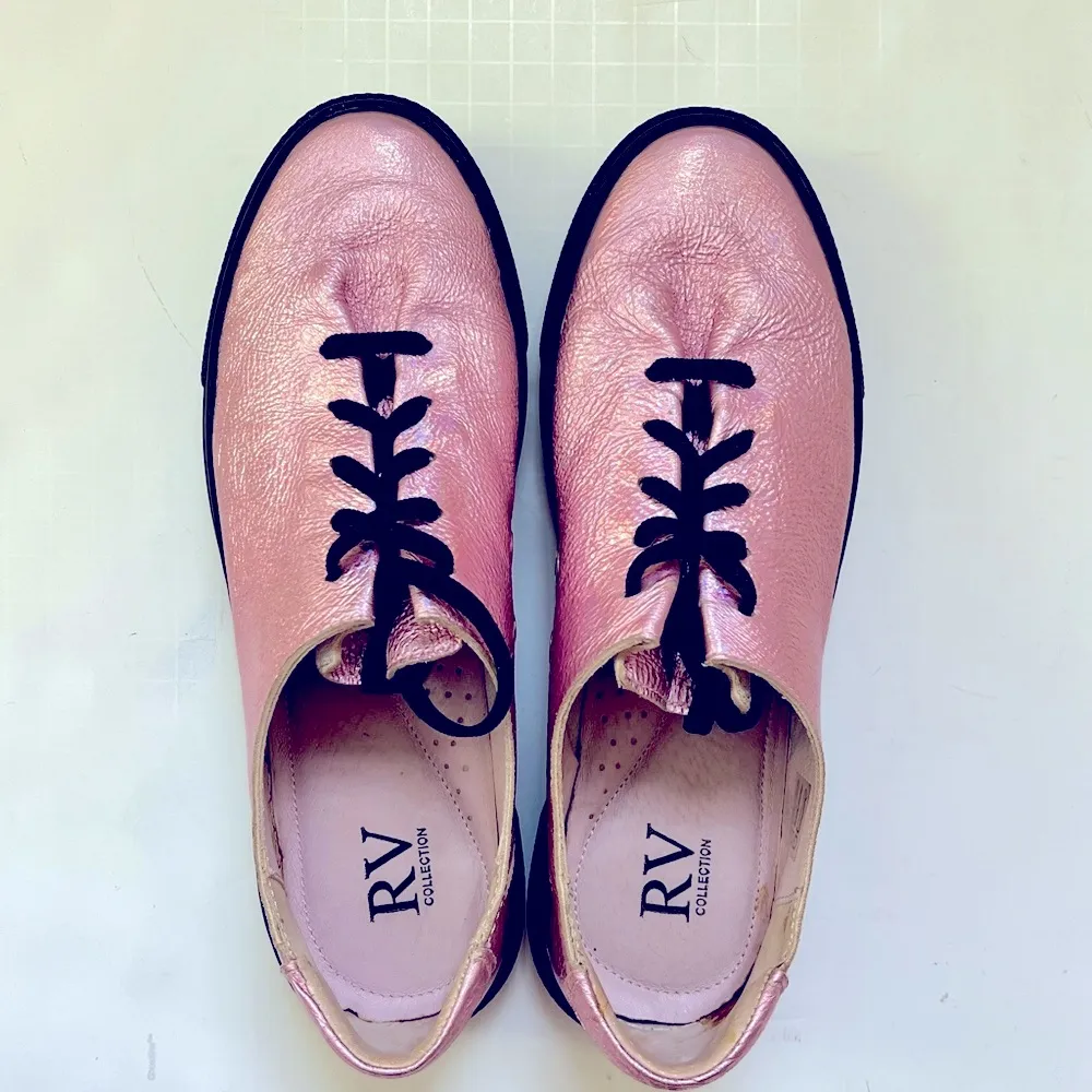 Worn once! RV Collection Leather Sneakers, size 38 Pink - Image 4