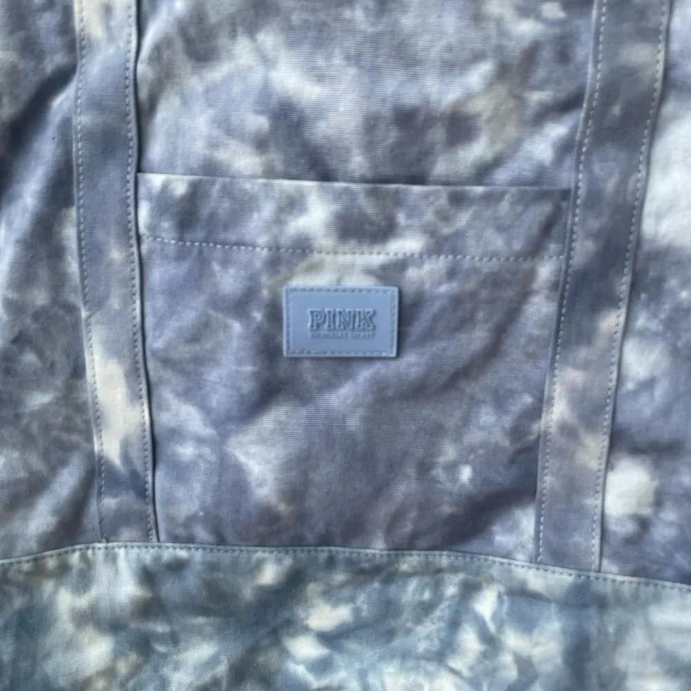 Victoria’s Secret PINK Blue White Tie Dye Oversized Canvas Bag Tote - Image 4