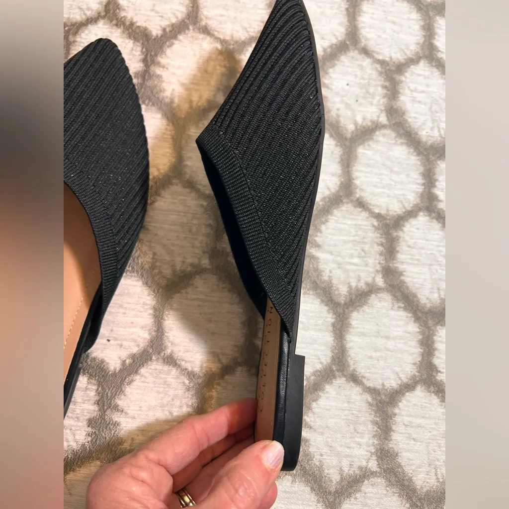 Journee Collection Textured Black Mules 8 Ribbed stretch material - Image 7