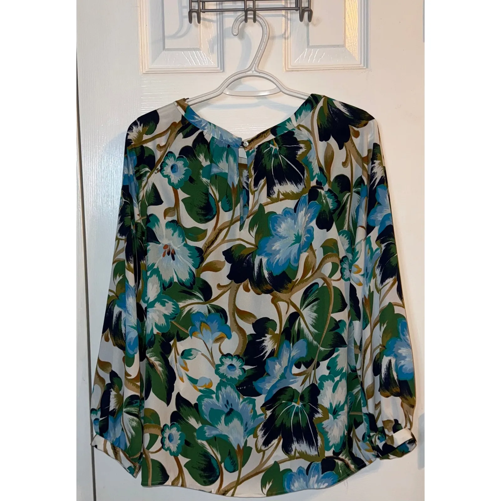 Ann‎ Taylor Factory Floral Blouse Long Sleeve Multicolor Top Size M - Image 5