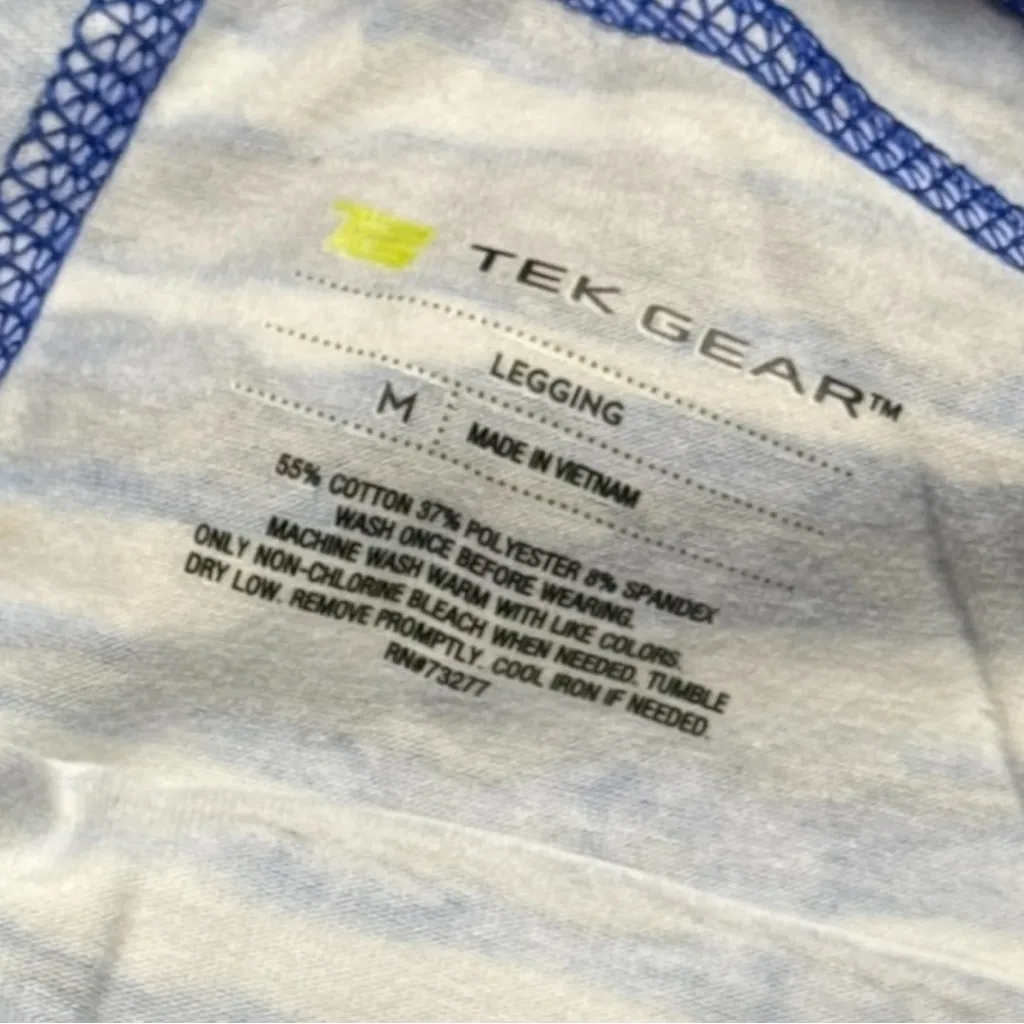 Xersion Women's Athletic Sporty Workout Blue and White Striped  Striped Leggings - Image 7