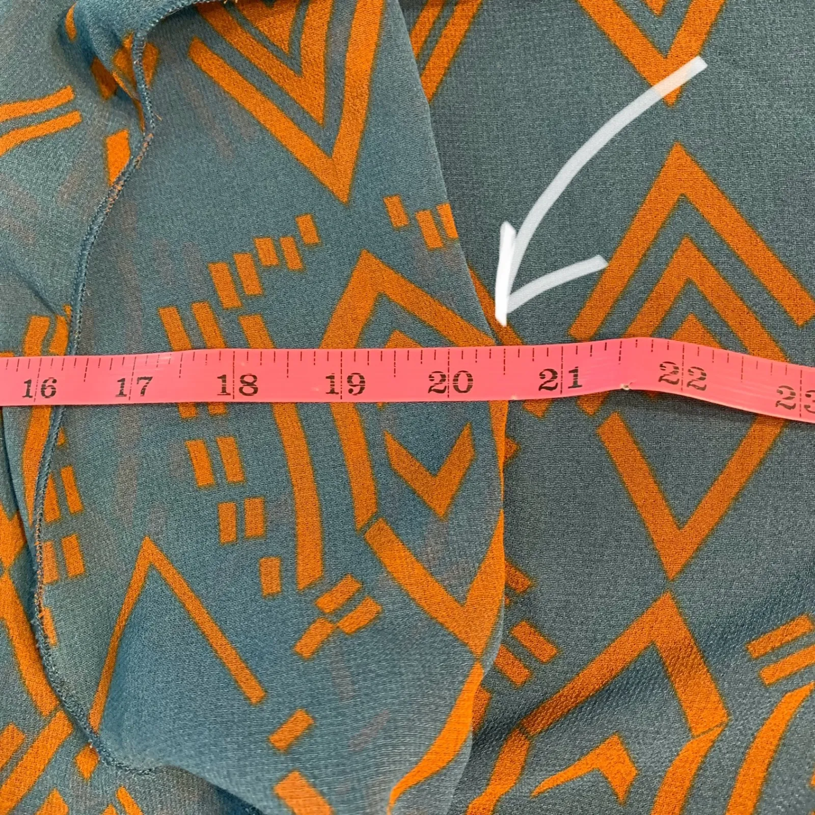 ANGIE Teal Orange Geometric Print Kimono Sleeve Tie Waist Blouse Top M - Image 12