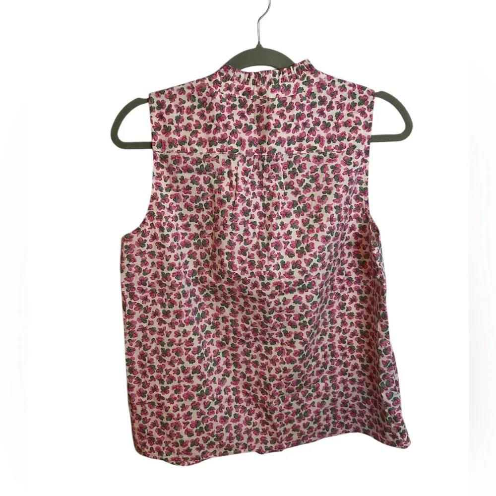 NWT J.Crew Floral Button Ruffle Neck Top - Image 2