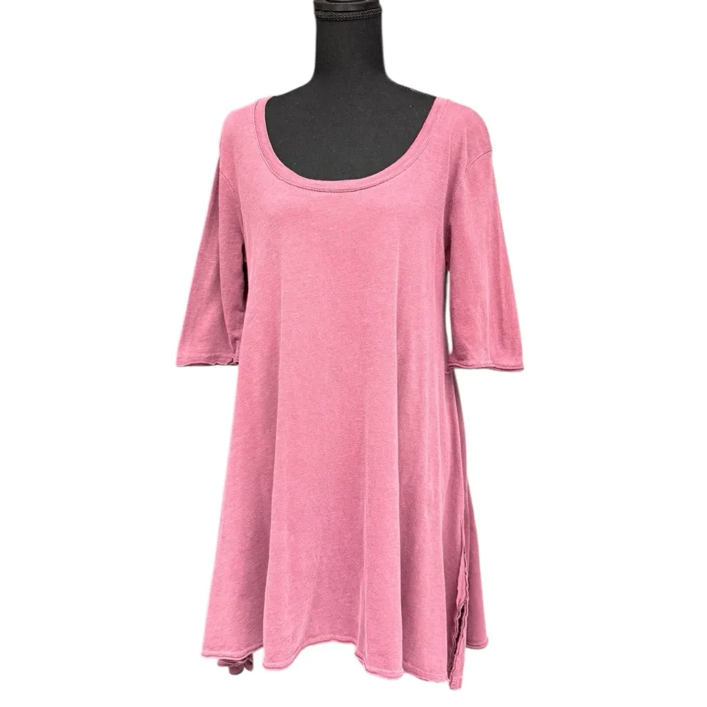 Vintage Free People Dusty Rose Cotton Scoop Neck Tunic Top Size Medium - Image 3