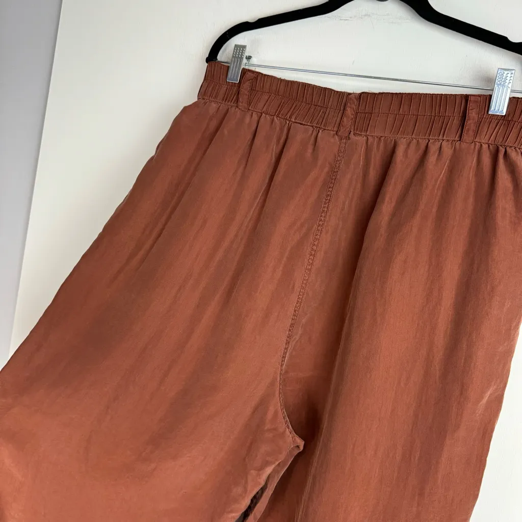 Venezia 100% Silk Brown Rust Wide Leg Pants Trousers Sz 14/16 - Image 11