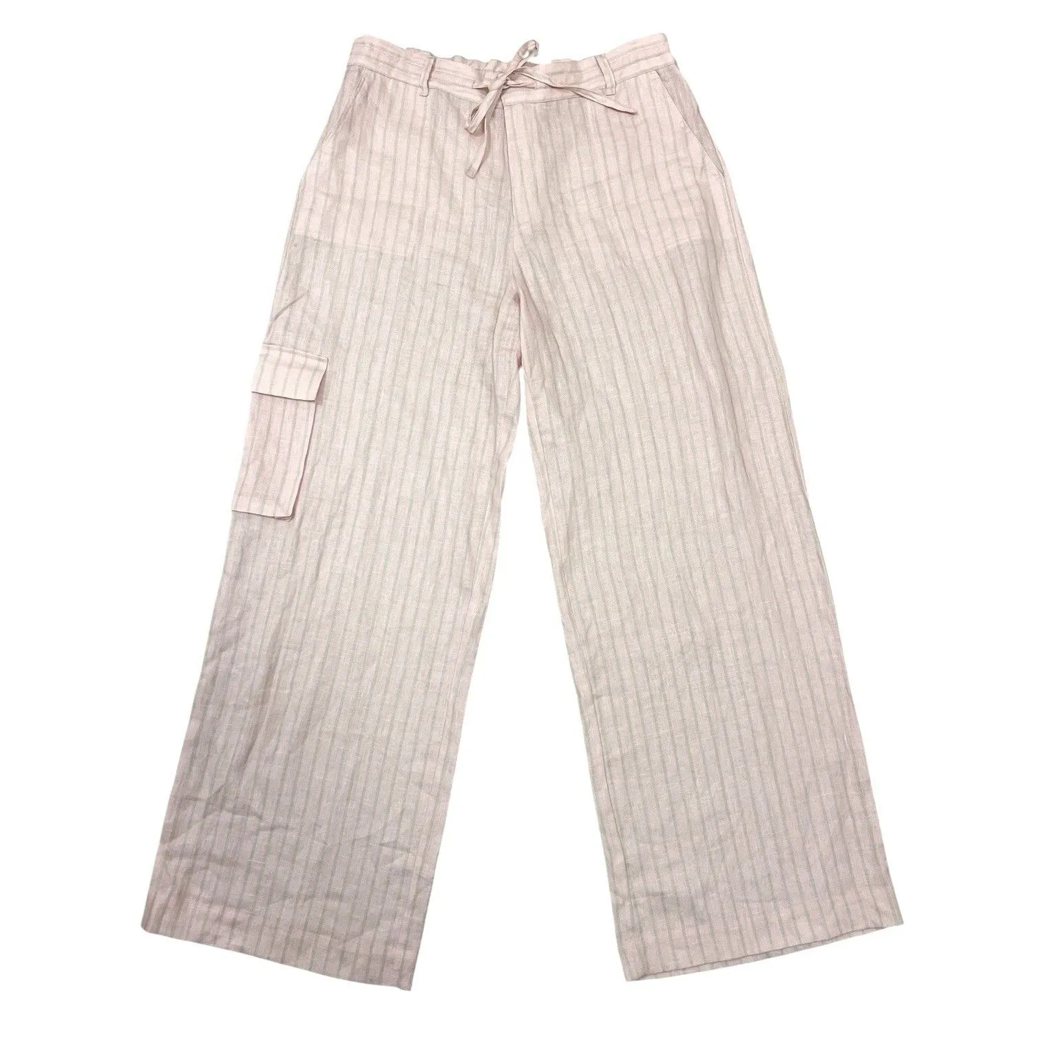 LOVESHACKFANCY CEDRIC CARGO PANT BERRIES/CREAM Pink Wide Leg 100% Linen Size 10 - Image 5