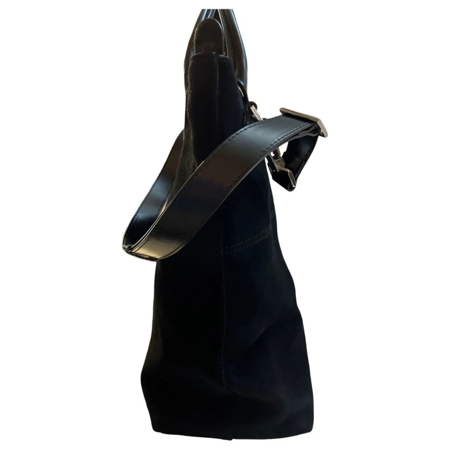 Gucci Tom Ford Vintage Made In Italy Black Suede Tote Bag Rago Bros Restored - Image 10