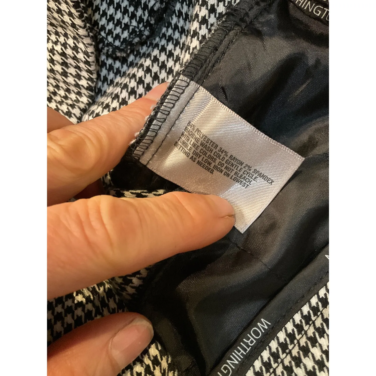Worthington Pants Size 4 Houndstooth Print Career Straight Black White‎ Womens - Image 3