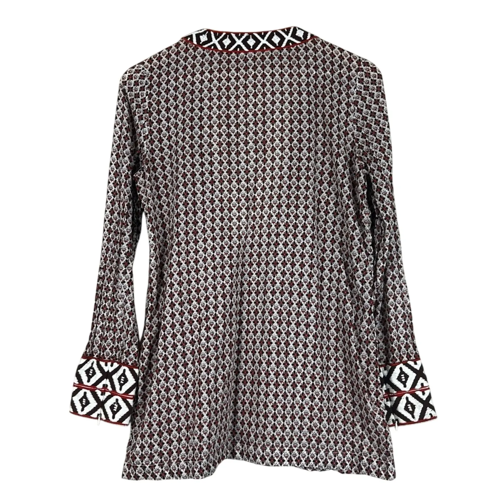 Tory Burch Tunic Top Womens S Red Geometric Print 100% Cotton Boho Southwestern - Image 4