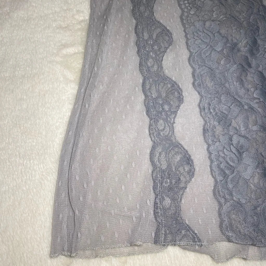 Kimchi Blue Gray Mesh & Floral Lace Top Medium - Image 6