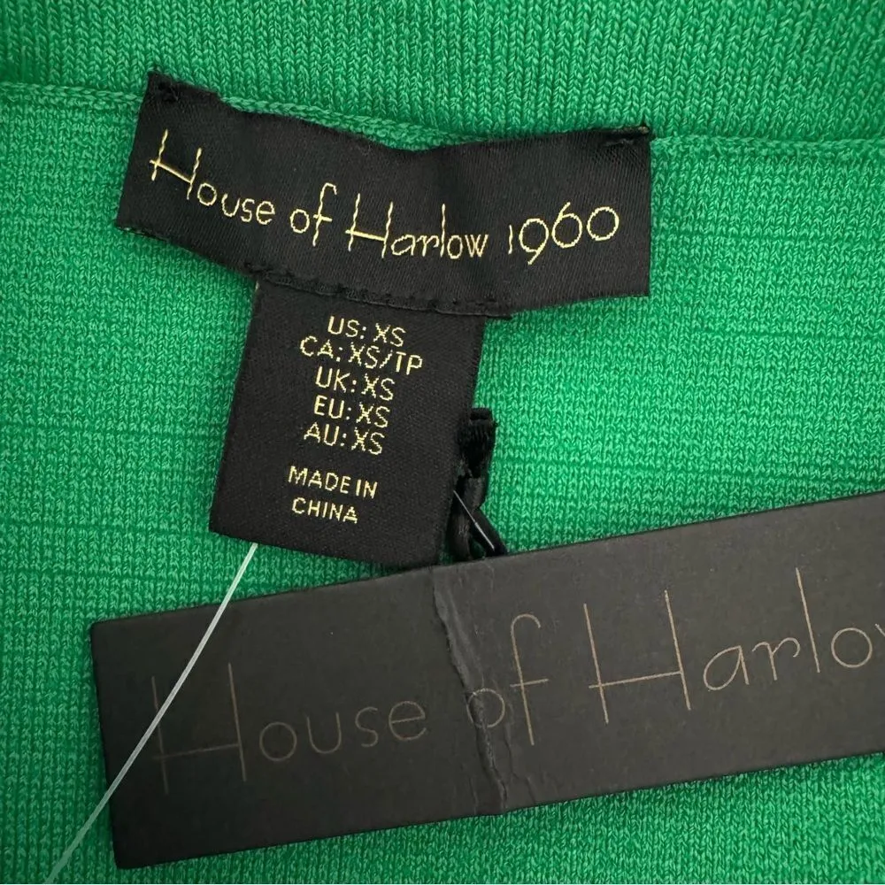 NWT House of Harlow 1960 Kelly Green Knit Bodycon Pencil Skirt Back Slit Size XS - Image 9