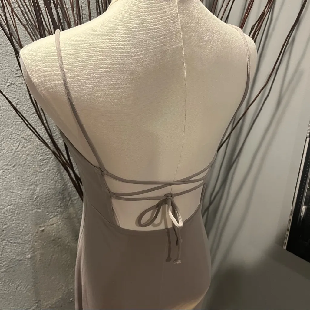 🌺ARITZIA WILFRED GREY DREAMWEAVER LACE UP MIDI DRESS SIZE X-SMALL🌺 - Image 6