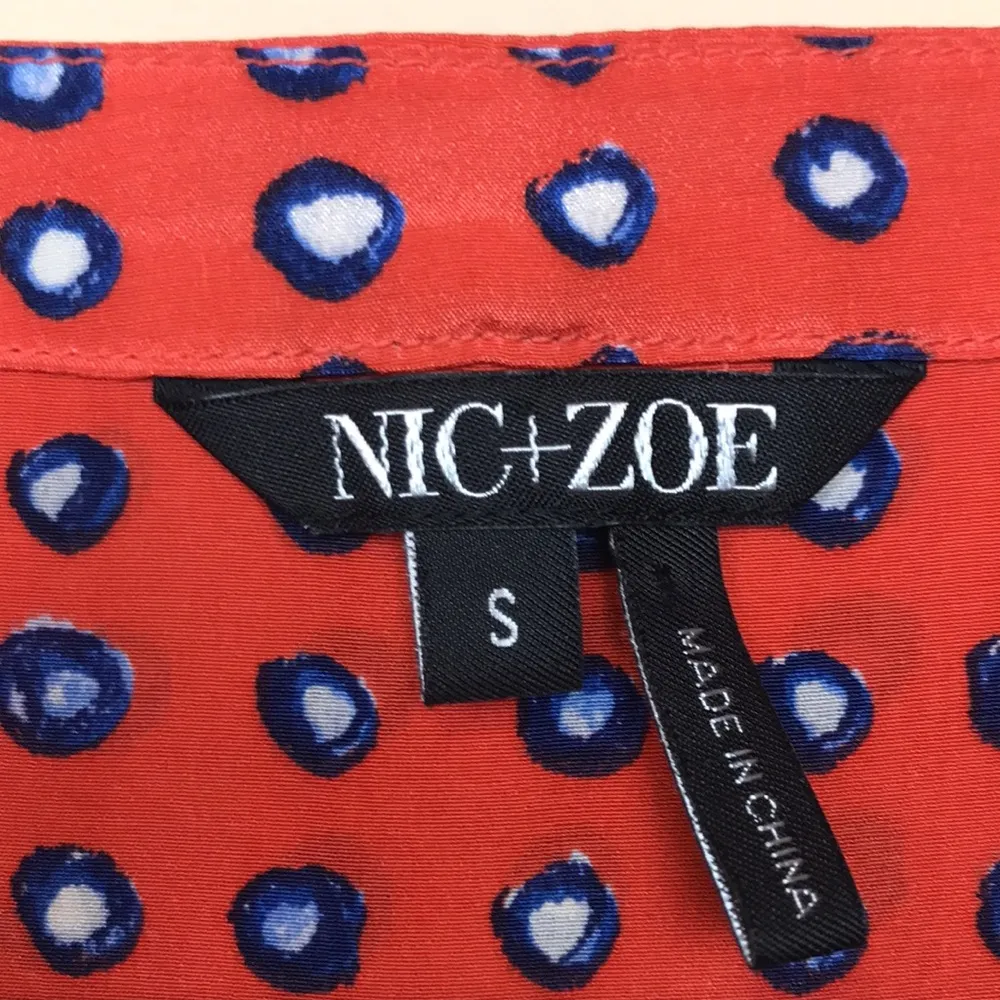 NIC + ZOE Women’s Silk Dot Pattern Orange Rope Tassel Long Sleeve Blouse - Image 9