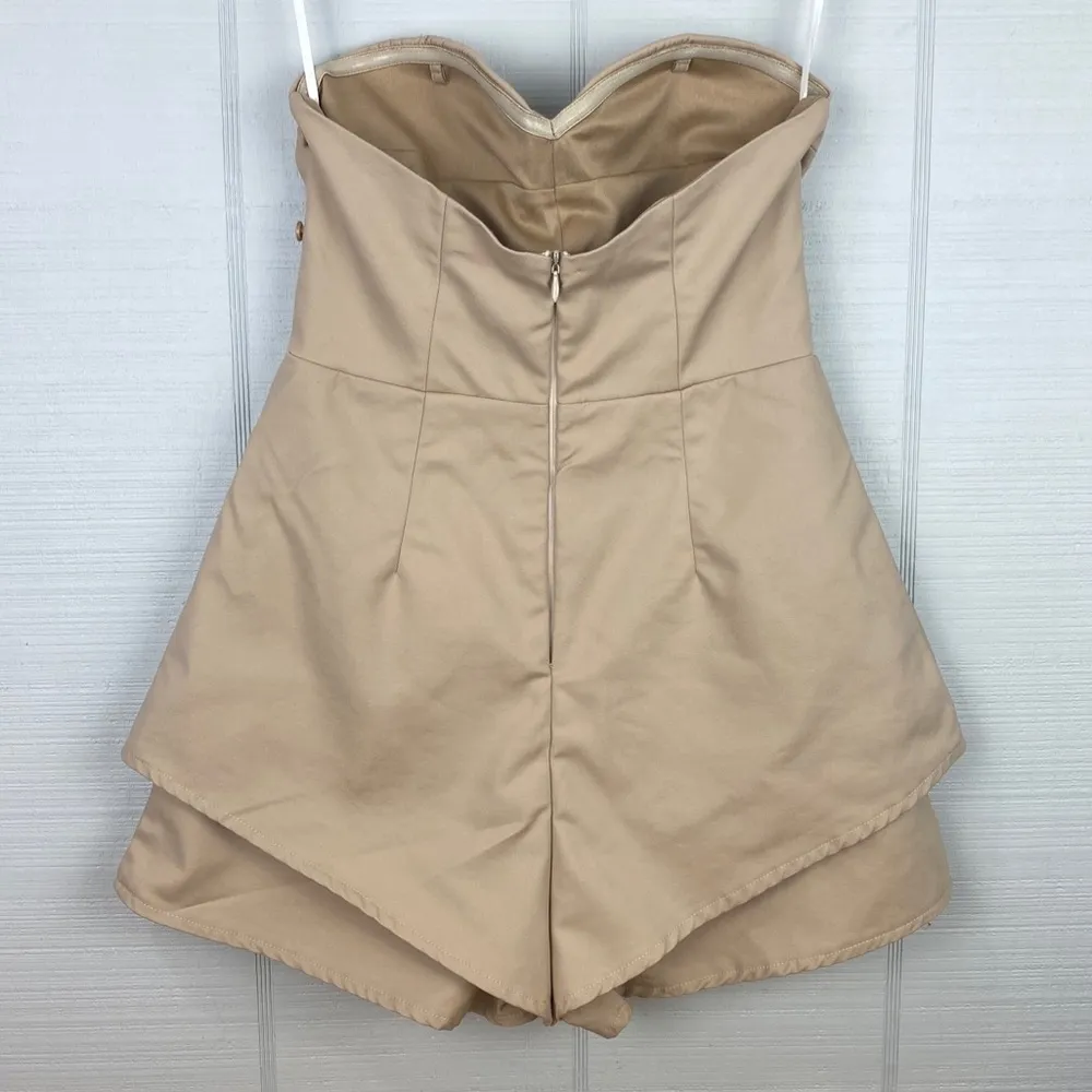 L’atiste By Amy Beige Strapless Shorts Jumpsuit Romper Sweetheart Neckline 60s - Image 2