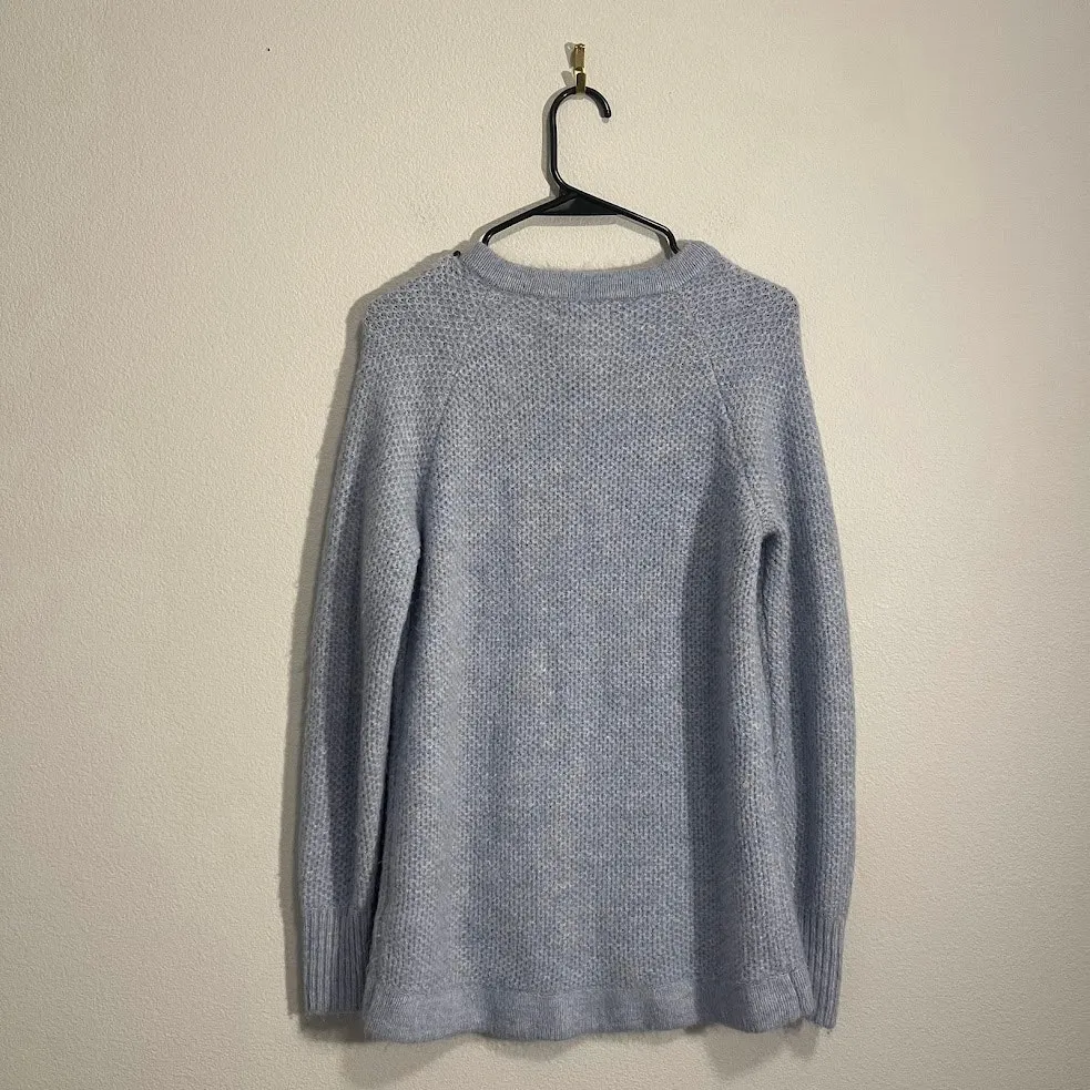 Abercrombie & Fitch Blue Waffle‎ Knit Sweater with Exposed Zipper - Small - Image 3