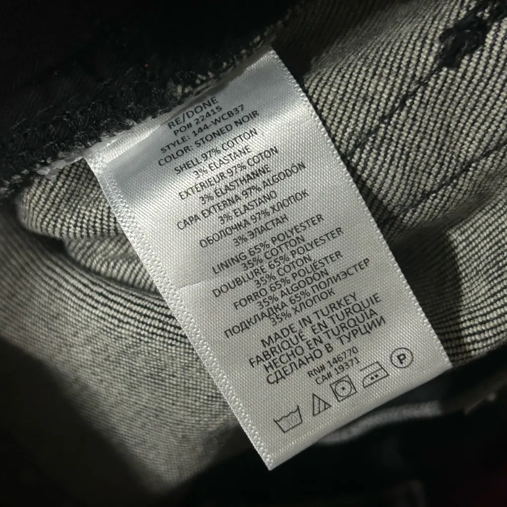 Re/Done 70s High Rise Stove Pipe Black Straight Leg Denim Jeans Women’s Size 29 - Image 11