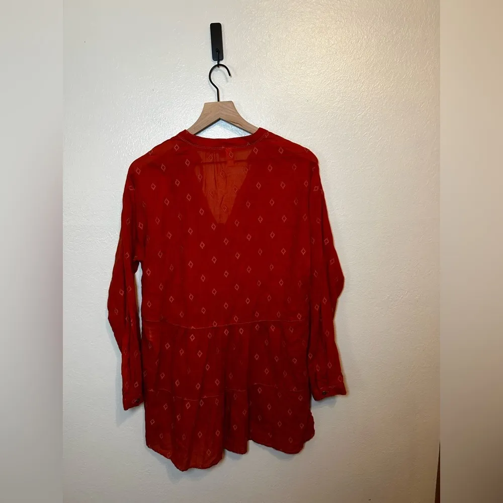 Anthropologie Pilcro‎ Embroidered 100% Cotton Tiered Tunic Blouse - Image 4