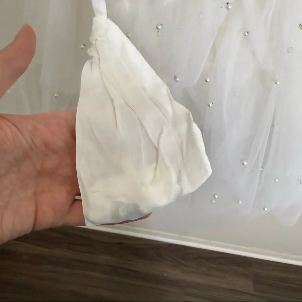 NWT Anthropologie Maeve Tiered Strapless Tulle Pearl Belted Mini Dress White 8 - Image 8