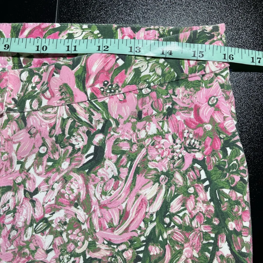 H & M Watercolor Floral Pink and Green Ankle Lightweight Pants Sz 8 - Image 10