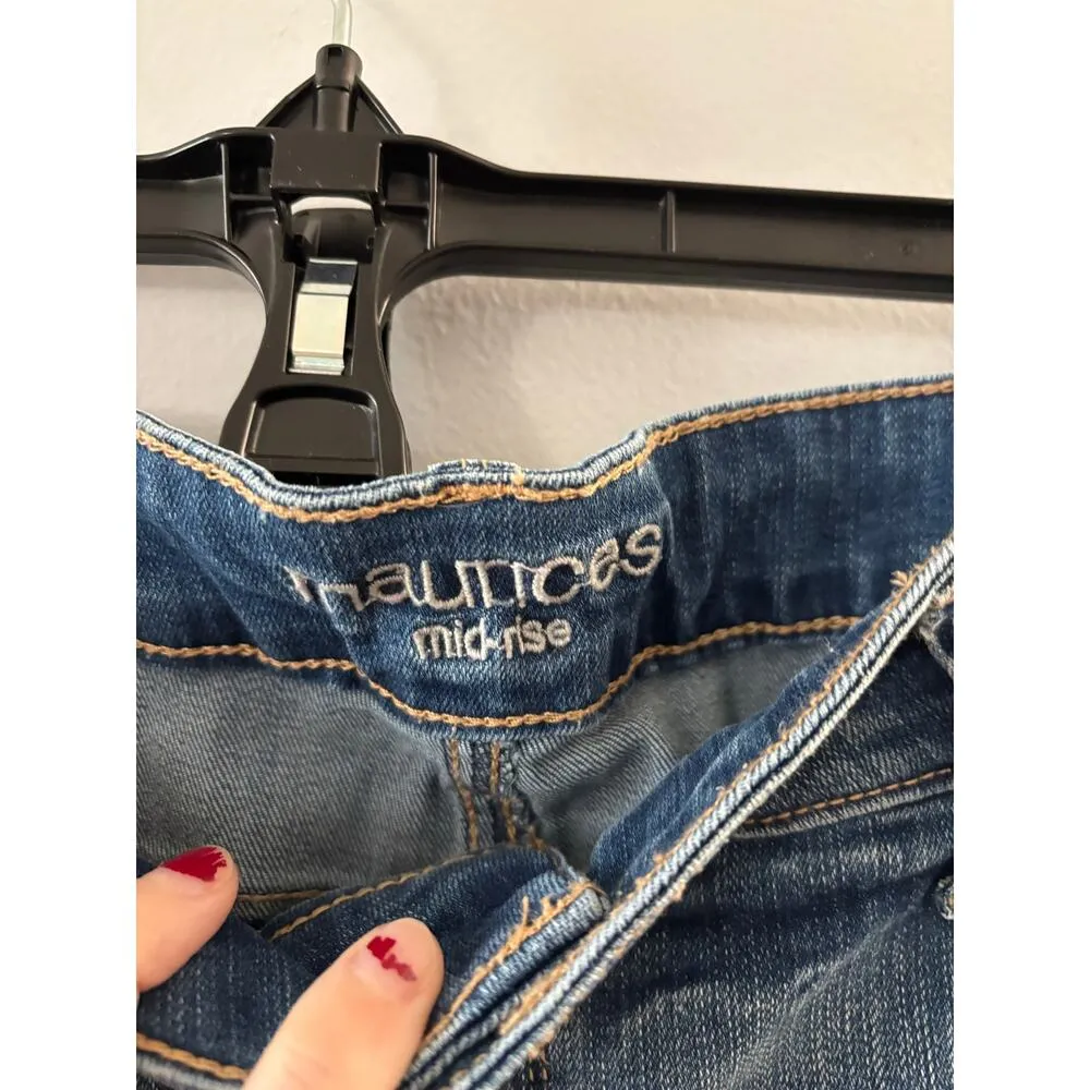 Maurices Womens Mid Rise Skinny Jeans XL Long Medium Wash Faded Denim - Image 3